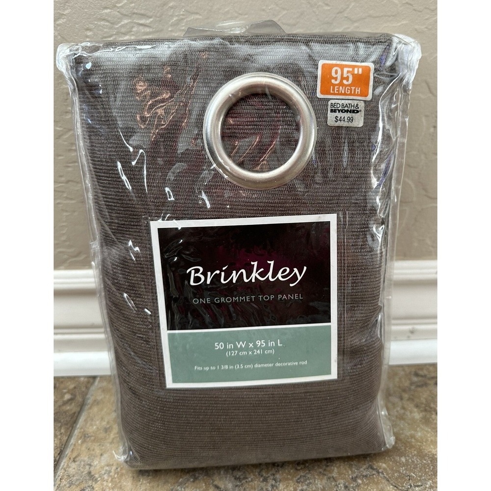 Brinkley 95-Inch Grommet Top Room Darkening Window Curtain Panel in Walnut